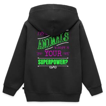 cadeau d’anniversaire cadeau cruauté envers les animaux maltraitance chien - Sweat Premium à capuche zippé enfant bio - noir - Dos - AI Model Kid Male (0cm)