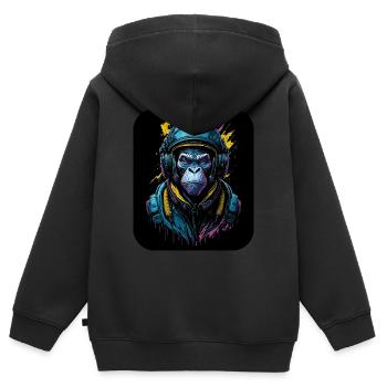 Affe im Astronautenanzug | Weltraum-Pilot - Kinder Premium Organic Zip Hoodie - Schwarz - Hinten - AI Model Kid Male (0cm)