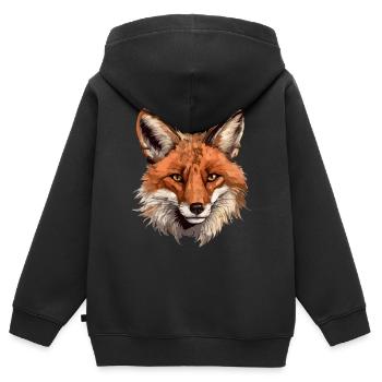Fuchskopf - Kinder Premium Organic Zip Hoodie - Schwarz - Hinten - AI Model Kid Male (0cm)