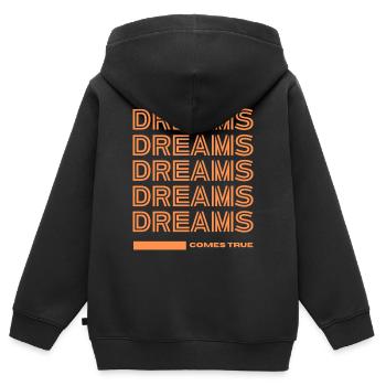 DREAMS COMES TRUE - Kinder Premium Organic Zip Hoodie - Schwarz - Hinten - AI Model Kid Male (0cm)