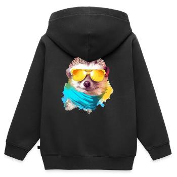 Piky der Igel - Kinder Premium Organic Zip Hoodie - Schwarz - Hinten - AI Model Kid Male (0cm)