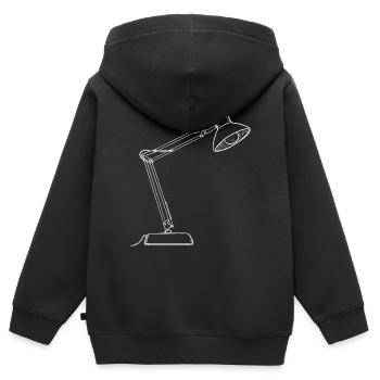 Dessin de lampe de bureau - Sweat Premium à capuche zippé enfant bio - noir - Dos - AI Model Kid Male (0cm)