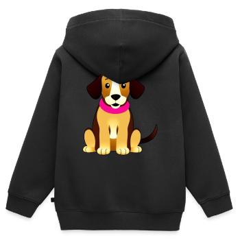 Brauner süßer Hund, sitzend - Kinder Premium Organic Zip Hoodie - Schwarz - Hinten - AI Model Kid Male (0cm)