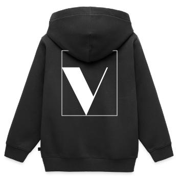 Buchstaben-Alphabet v - Kinder Premium Organic Zip Hoodie - Schwarz - Hinten - AI Model Kid Male (0cm)
