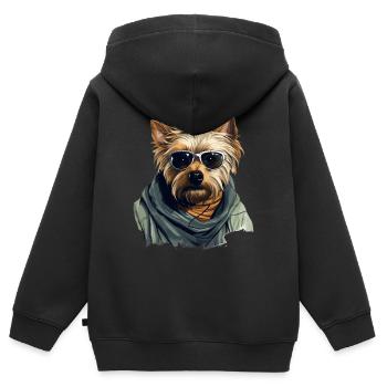 Urban Tinker: Streetwise Yorkshire Terrier Vibes - Kids Premium Organic Zip-up Hoodie - black - Back - AI Model Kid Male (0cm)