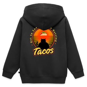 Entrez perdant, nous obtenons des tacos - Sweat Premium à capuche zippé enfant bio - noir - Dos - AI Model Kid Male (0cm)