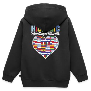 Mois du patrimoine hispanique - Sweat Premium à capuche zippé enfant bio - noir - Dos - AI Model Kid Male (0cm)