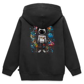 Mystic Eye-conic: Jetez un coup d’œil sur Fashiton & Mystery - Sweat Premium à capuche zippé enfant bio - noir - Dos - AI Model Kid Male (0cm)