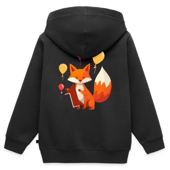 Unser kleiner Fuchs wird 1! - Kinder Premium Organic Zip Hoodie - Schwarz - Hinten - AI Model Kid Male (0cm)