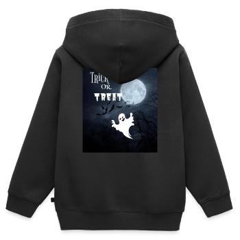trick or treat - Kinder Premium Organic Zip Hoodie - Schwarz - Hinten - AI Model Kid Male (0cm)