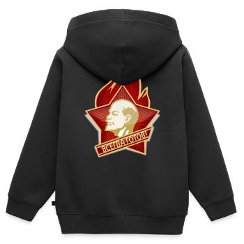 Pioneers Symbol USSR Vladimir Lenin - Kids Premium Organic Zip-up Hoodie - black - Back - AI Model Kid Male (0cm)