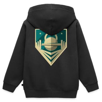 Logo d’haltère - Sweat Premium à capuche zippé enfant bio - noir - Dos - AI Model Kid Male (0cm)