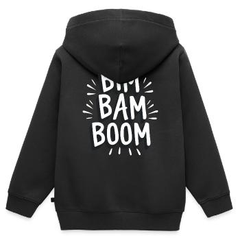 Bim bam boom - Sweat Premium à capuche zippé enfant bio - noir - Dos - AI Model Kid Male (0cm)