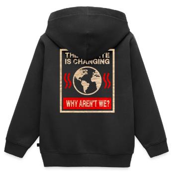 Changement climatique - Sweat Premium à capuche zippé enfant bio - noir - Dos - AI Model Kid Male (0cm)