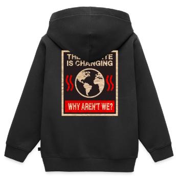 Changement climatique - Sweat Premium à capuche zippé enfant bio - noir - Dos - AI Model Kid Male (0cm)