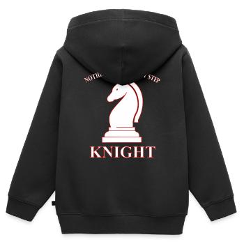 RITTER SCHACH - Kinder Premium Organic Zip Hoodie - Schwarz - Hinten - AI Model Kid Male (0cm)