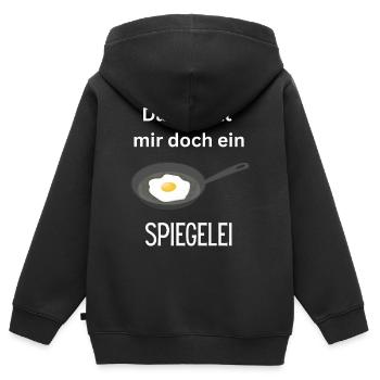 Spiegelei braten - Kinder Premium Organic Zip Hoodie - Schwarz - Hinten - AI Model Kid Male (0cm)