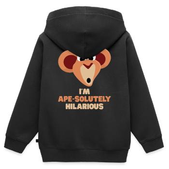 Singe drôle disant que je suis singe-solement hilarant - Sweat Premium à capuche zippé enfant bio - noir - Dos - AI Model Kid Male (0cm)