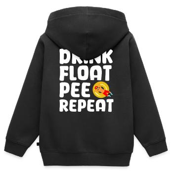 Drink Float Pee Repeat River Floating Tube - Kinder Premium Organic Zip Hoodie - Schwarz - Hinten - AI Model Kid Male (0cm)