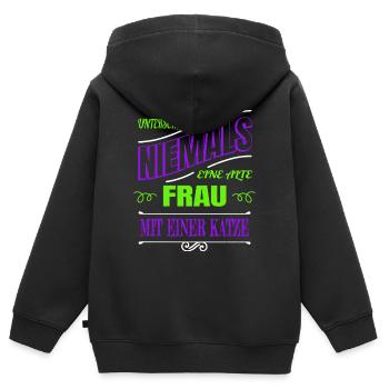 zitat brille geek großkatze tier anerkennung - Kinder Premium Organic Zip Hoodie - Schwarz - Hinten - AI Model Kid Male (0cm)