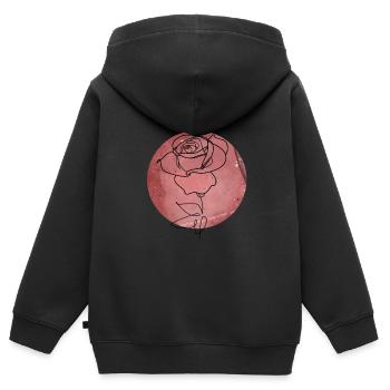 Minimalisme rose - Sweat Premium à capuche zippé enfant bio - noir - Dos - AI Model Kid Male (0cm)