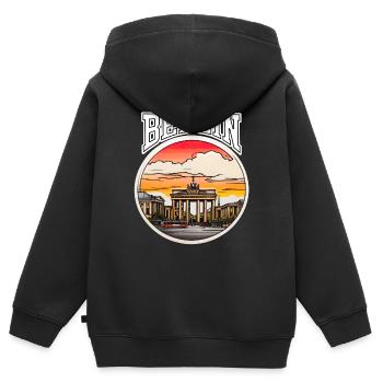 Porte de Berlin-Brandebourg 2 - Sweat Premium à capuche zippé enfant bio - noir - Dos - AI Model Kid Male (0cm)