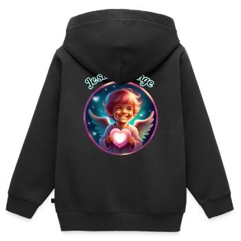 Je suis un Ange - Sweat Premium à capuche zippé enfant bio - noir - Dos - AI Model Kid Male (0cm)