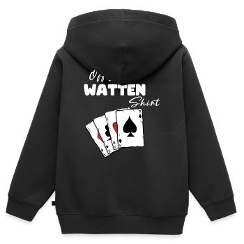 Watten Offizielles Shirt - Kinder Premium Organic Zip Hoodie - Schwarz - Hinten - AI Model Kid Male (0cm)