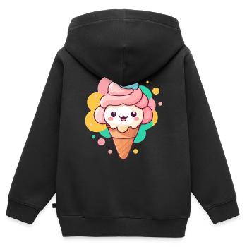 Sommerzeit Eiszeit - Kinder Premium Organic Zip Hoodie - Schwarz - Hinten - AI Model Kid Male (0cm)