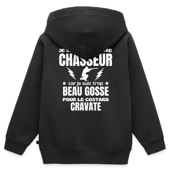 GUTAUSSEHENDER JÄGER - Kinder Premium Organic Zip Hoodie - Schwarz - Hinten - AI Model Kid Male (0cm)