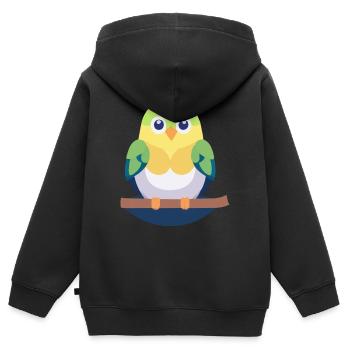 Wellensittich bunt auf Ast - Kinder Premium Organic Zip Hoodie - Schwarz - Hinten - AI Model Kid Male (0cm)