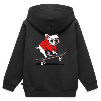 Carlin de patin - Sweat Premium à capuche zippé enfant bio - noir - Dos - AI Model Kid Male (0cm)