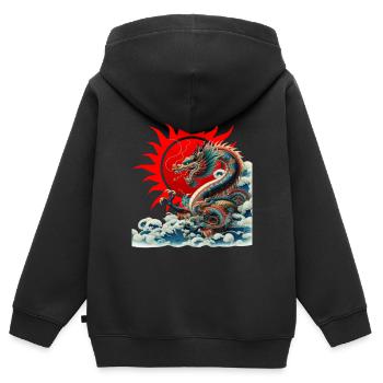 Lucky Dragon - Kids Premium Organic Zip-up Hoodie - black - Back - AI Model Kid Male (0cm)
