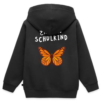 Endlich Schulkind Schmetterling Einschulung - Kinder Premium Organic Zip Hoodie - Schwarz - Hinten - AI Model Kid Male (0cm)