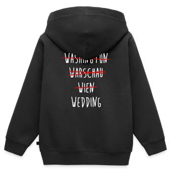 Wedding Berlin Streichliste - Kinder Premium Organic Zip Hoodie - Schwarz - Hinten - AI Model Kid Male (0cm)
