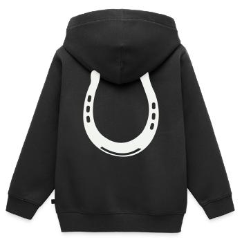 fer à cheval - Sweat Premium à capuche zippé enfant bio - noir - Dos - AI Model Kid Male (0cm)