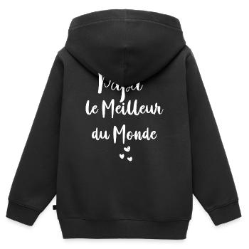 Papa le meilleur du monde - Sweat Premium à capuche zippé enfant bio - noir - Dos - AI Model Kid Male (0cm)