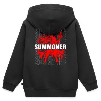 Red Summoner RPG - Sweat Premium à capuche zippé enfant bio - noir - Dos - AI Model Kid Male (0cm)
