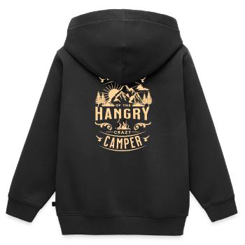 Attention au campeur affamé - Sweat Premium à capuche zippé enfant bio - noir - Dos - AI Model Kid Male (0cm)