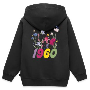 Geburtsjahr 1960 Wildblumen - Kinder Premium Organic Zip Hoodie - Schwarz - Hinten - AI Model Kid Male (0cm)