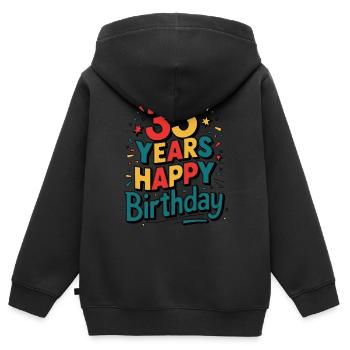 35 Years - Happy Birthday - Sweat Premium à capuche zippé enfant bio - noir - Dos - AI Model Kid Male (0cm)