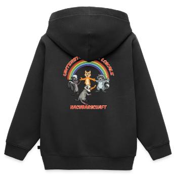 Unterstütze die lokale Nachbarschaft - Kinder Premium Organic Zip Hoodie - Schwarz - Hinten - AI Model Kid Male (0cm)