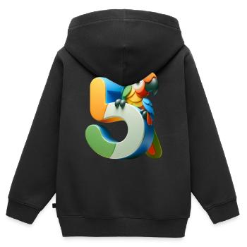 Design pour enfants – Perroquet et chiffres - Sweat Premium à capuche zippé enfant bio - noir - Dos - AI Model Kid Male (0cm)