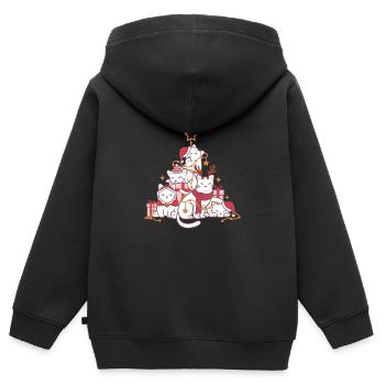 Arbre de Noël de chat superbe affichage d’étoiles - Sweat Premium à capuche zippé enfant bio - noir - Dos - AI Model Kid Male (0cm)