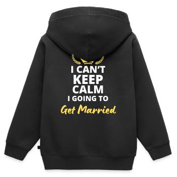 Ich kann nicht ruhig bleiben, ich heirate! - Kinder Premium Organic Zip Hoodie - Schwarz - Hinten - AI Model Kid Male (0cm)