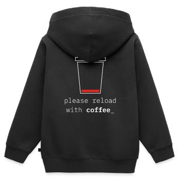 Aufladen mit Kaffee – Low Battery & Coffee - Kinder Premium Organic Zip Hoodie - Schwarz - Hinten - AI Model Kid Male (0cm)