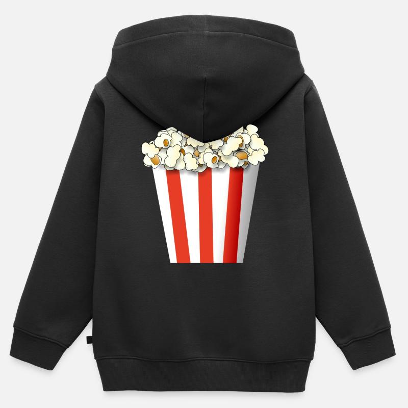 Pop-corn - Sweat Premium à capuche zippé enfant bio - noir