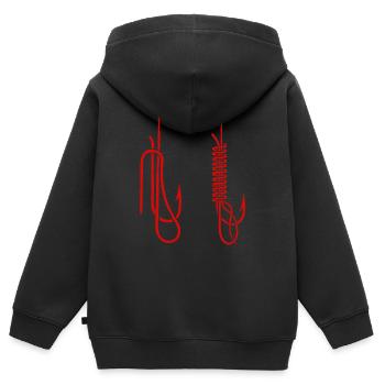 Angelhaken Knoten Anleitung - Kinder Premium Organic Zip Hoodie - Schwarz - Hinten - AI Model Kid Male (0cm)