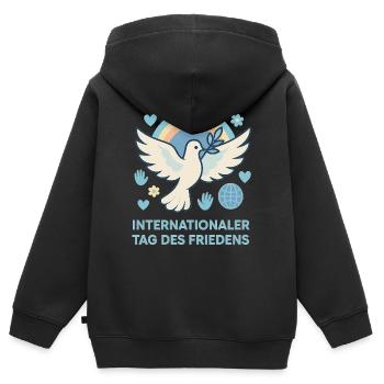 Die Taube des Friedens - Kinder Premium Organic Zip Hoodie - Schwarz - Hinten - AI Model Kid Male (0cm)