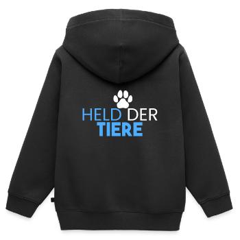 Held der Tiere - Kinder Premium Organic Zip Hoodie - Schwarz - Hinten - AI Model Kid Male (0cm)